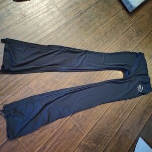 Black Flared Pants with Rhinestone S Logo